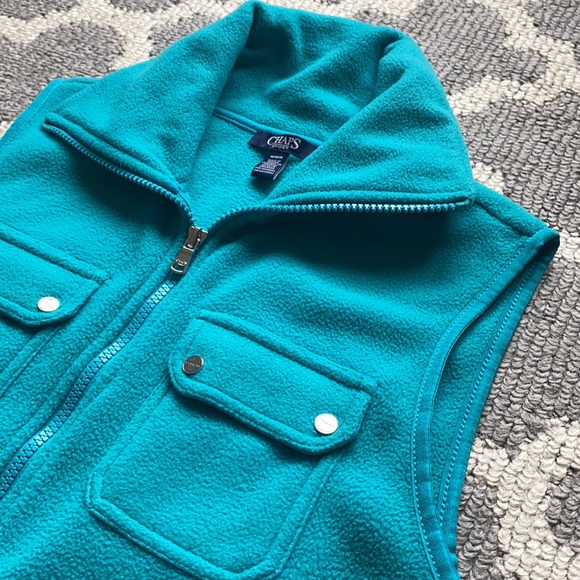 Ralph Lauren Chaps Sweater Vest Womens Medium Blue Fleece Full Zip Sport - Picture 2 of 5